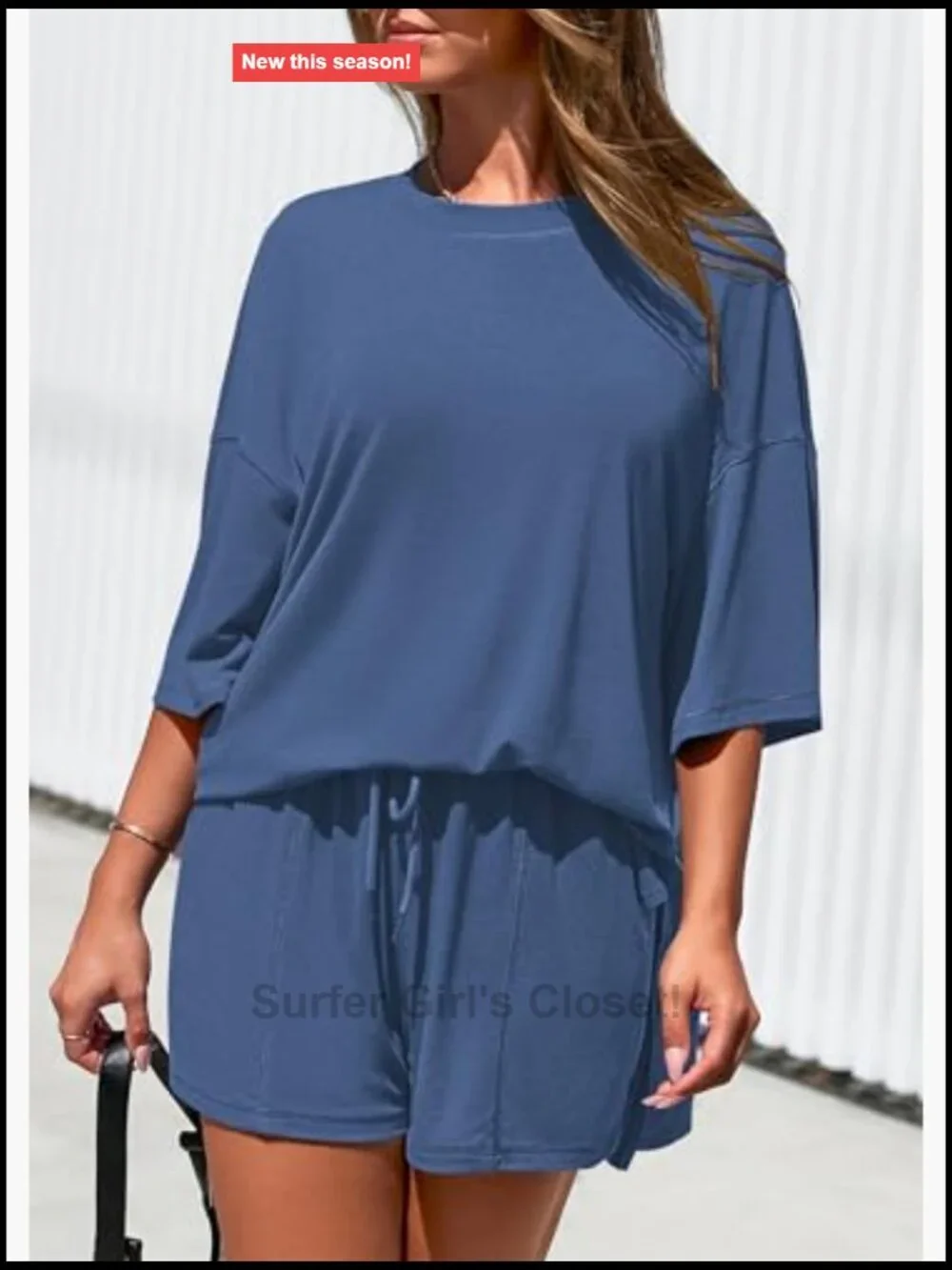 2 Piece Lounge Set Oversized Tee & Shorts with Pockets Matching Travel Outfit
